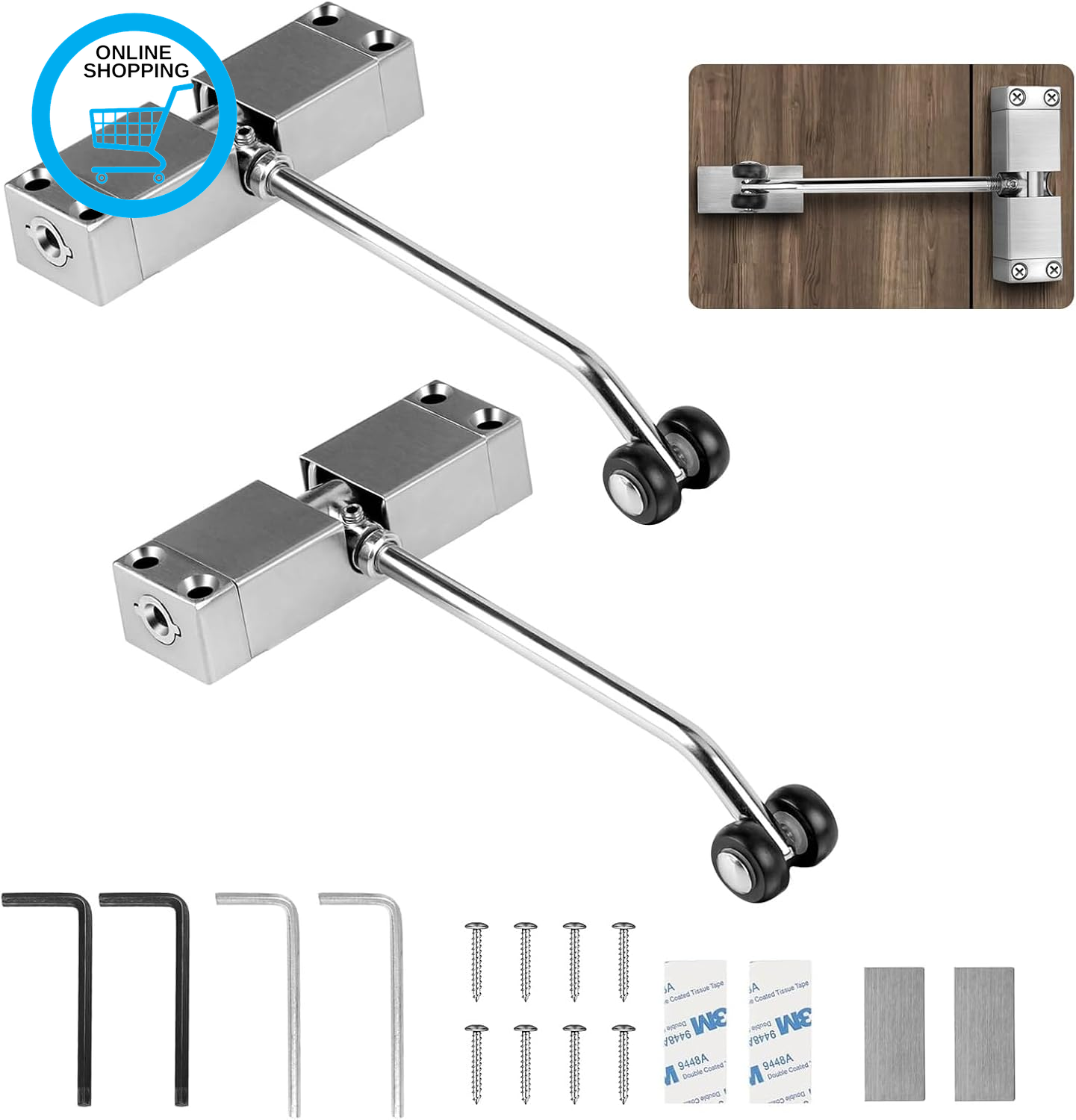 Automatic Spring Door Closer, 2PCS Stainless Steel Adjustable Door Spring Closer