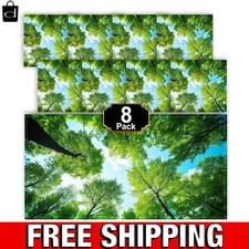 Reusable 4 x 2 FT Forest Style Fluorescent Light Covers - 8 Pcs Magnetic Shades