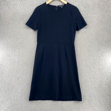 J Crew Mercantile Dress Womens 4 Black Sheath Short Sleeve Career Office Modest