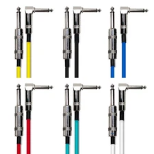 AxcessAbles 1/4-Inch TS Straight to TS Right Angle Multi-Colored Cables (6 Pack)