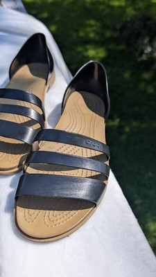 Crocs Tulum Women's Size 10 Black Strappy Slingback Sandals Shoes