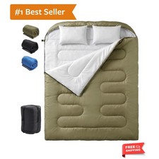 Double Sleeping Bag for Adults with Pillows, XL Waterproof Lightweight 2 Pers...