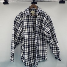 Eddie Bauer Mens Tall XL Heavy Cotton Shirt Blue Plaid Button Down