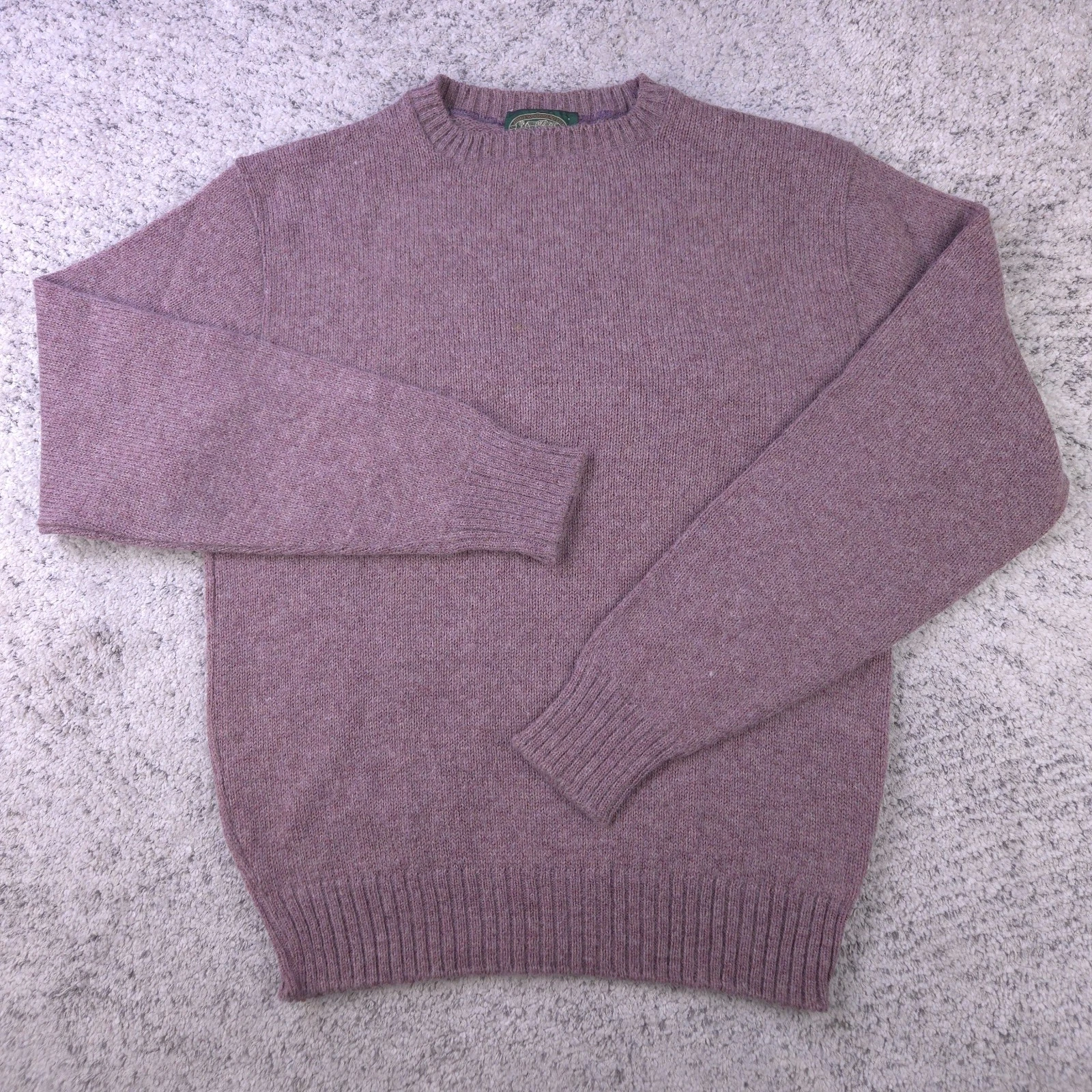 VTG Wool Sweater Mens Large Pullover Crew Neck Knit John Woodhead Purple USA