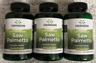 300 Caps Swanson Saw Palmetto 540 mg 3X 100 VCap Prostate & Urinary Tract Health