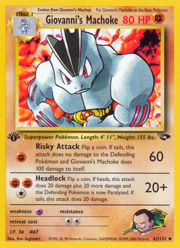 Giovanni's Machoke 42/132 Uncommon Gym Challenge Pokemon 1st Edition Near Mint