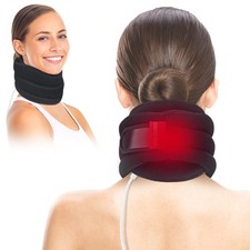Heated Neck Brace for Pain Relief and Support, Soft Foam Cervical Collar with