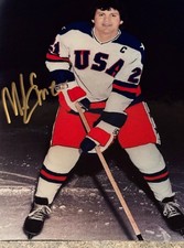 MIKE ERUZIONE 1980 OLYMPIC MIRACLE ON ICE GOLD MEDAL SIGNED AUTOGRAPHED 8X10 !!