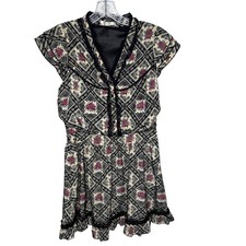Axes Femme Japan Floral Lace Trim Dress Ruffle Hem Boho Cottagecore Size M