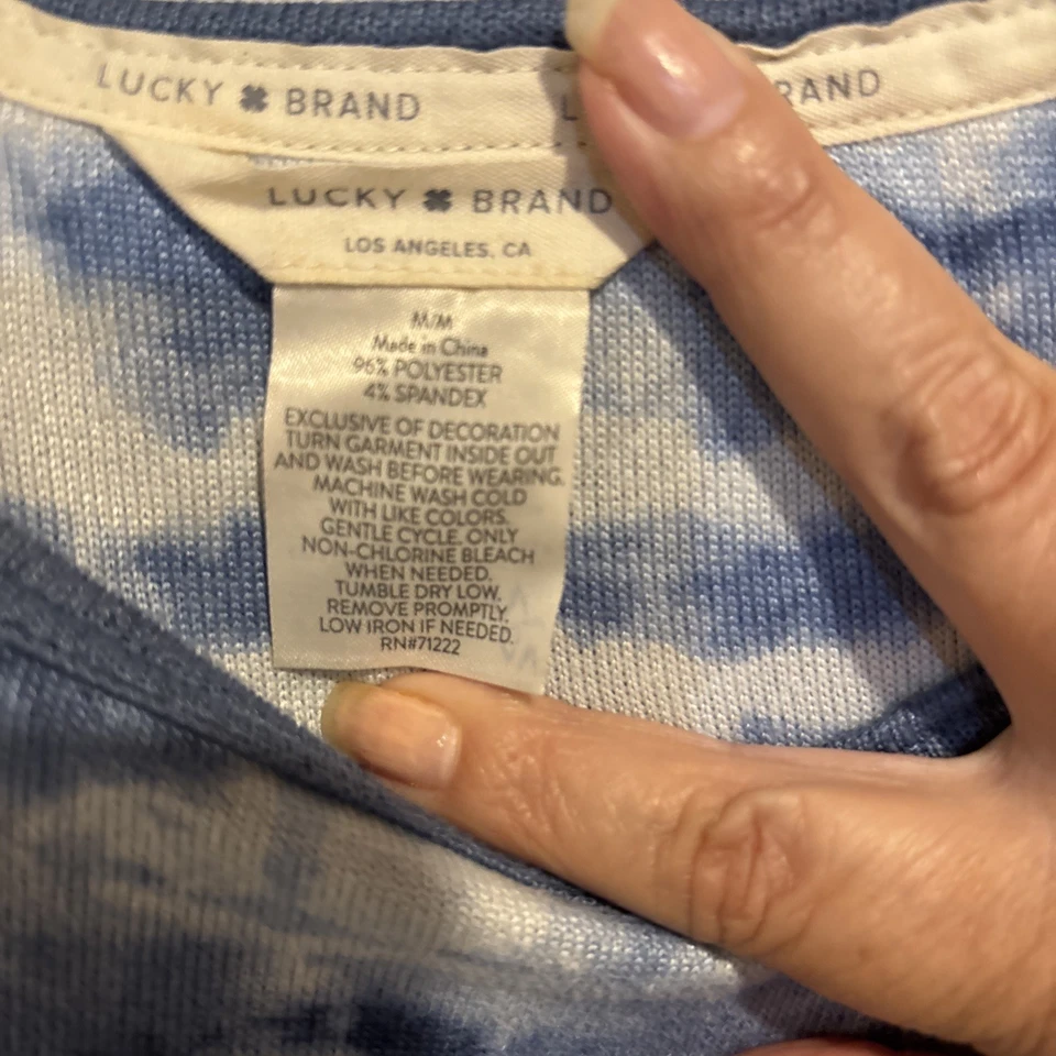 Lucky Brand женщин пижамы комплект 2 изделия коротким рукавом Топ брюки синий белый размер M - Изображение 2 из 4