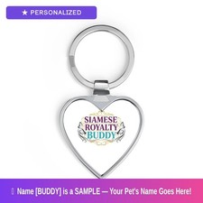 Custom Siamese Cat Pet Lover Keychain Personalized Name Heart Mothers Day Gift