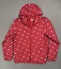 Adidas Vtg Y2K AOP Winter Hoodie Jacket Windbreaker Parka YOUTH KIDS -L