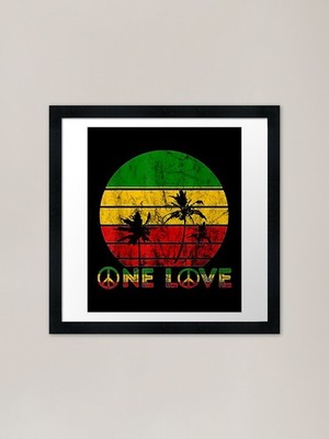 Vintage Retro Hawaiin One Love Peac gerahmtes Wandbild Poster Leinwanddruck Bild