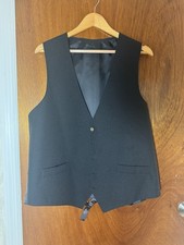 Men s XL Black Formal Vest Tuxedo Waistcoat Satin Back Adjustable