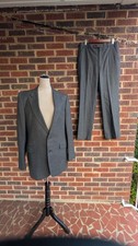 VTG Sasson 90s Gray Pinstripe Wool Men  s Unisex Two Piece Suit- Sz 40L/34x31.5