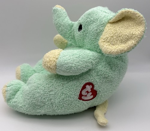Ty Baby “Elephantbaby” the Green & Yellow Elephant Rattle Plush Toy 2000
