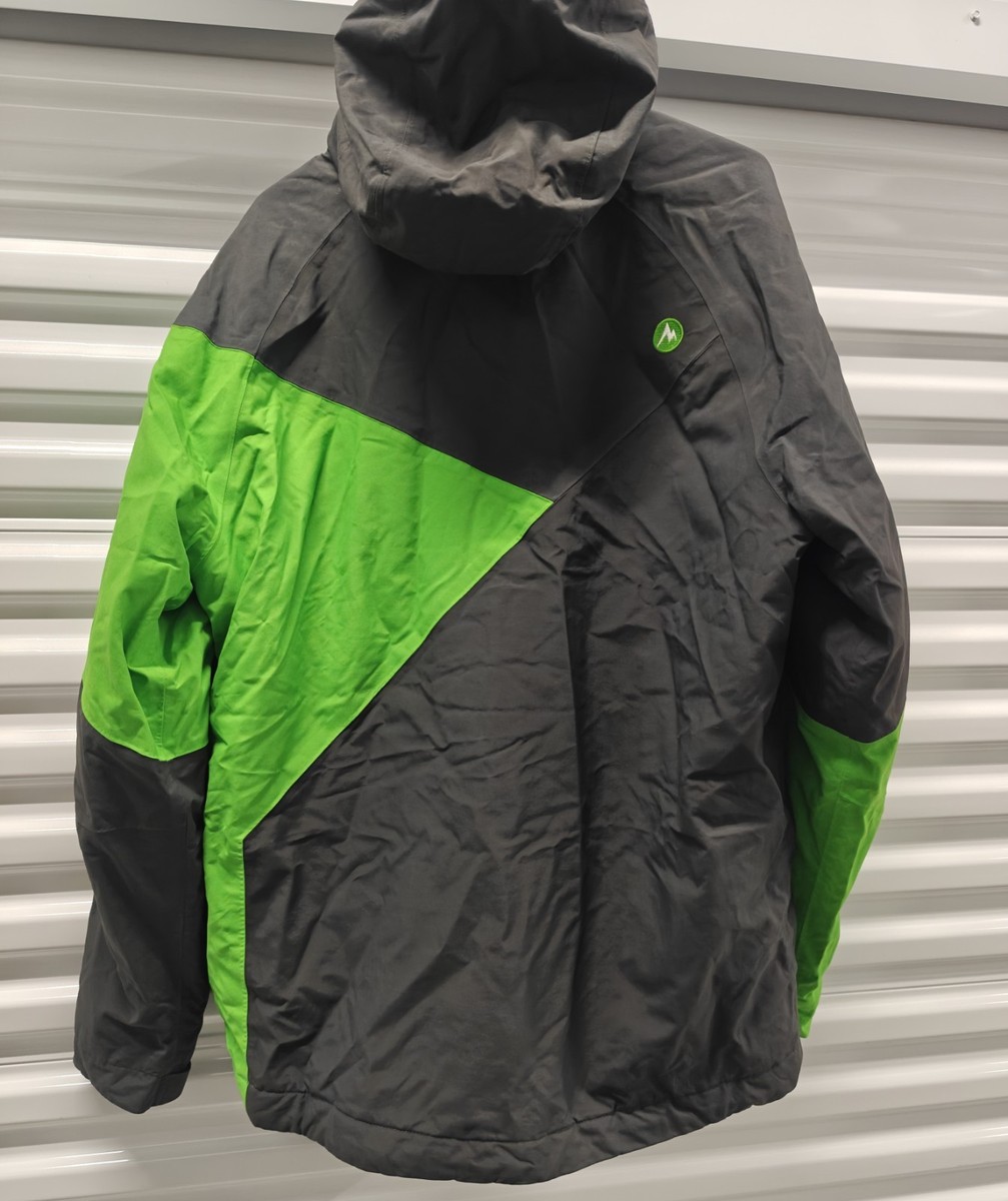 Marmot MemBrain Ski Jacket Mens Medium Gray Green Hooded