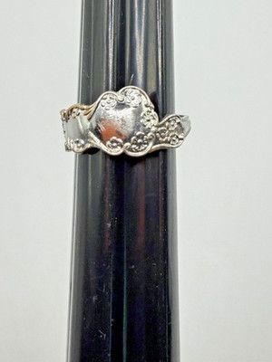 VINTAGE RING SIZE 5.25 SILVER PLATED UTENSIL SPOON FORK ARTIST JEWELRY