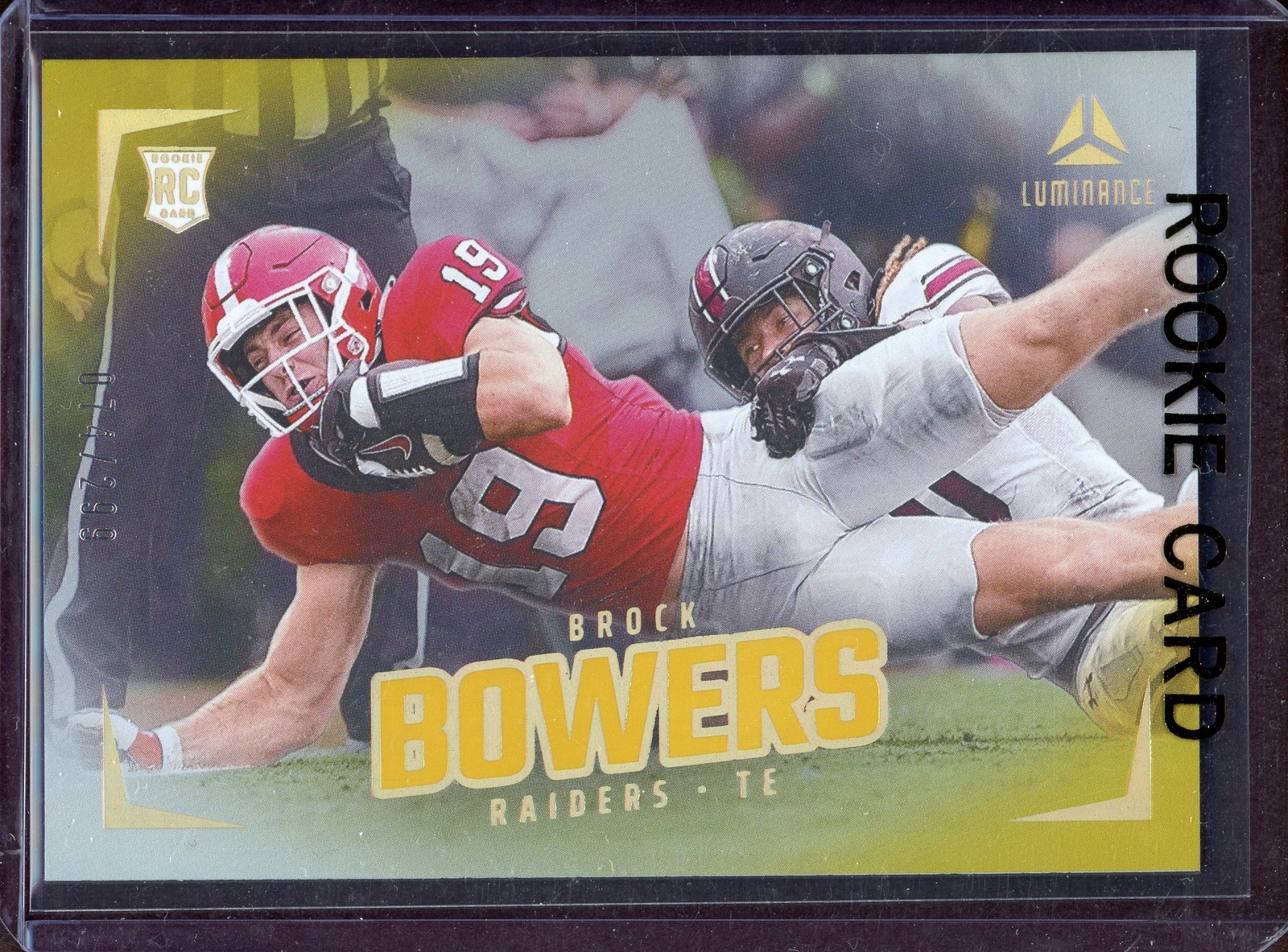 BROCK BOWERS ~ 2024 Panini Luminance Football Gold Rookie Card RC #186 (#74/299)
