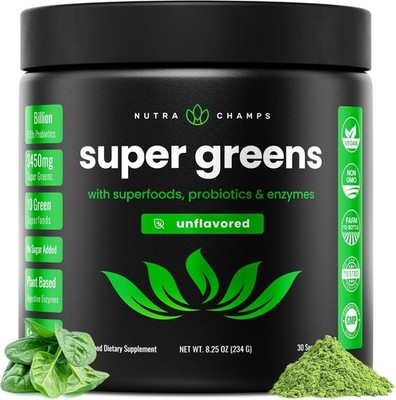NutraChamps Super Greens Powder Premium Superfood | 20+ Organic Green Veggie