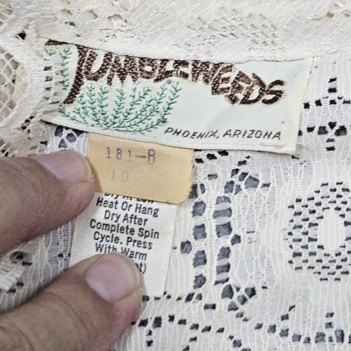 Tumbleweeds Vintage 70s Ruffle Mod Hippie Lace Button Front Long Sleeve Blouse M, $39.99 - Photo 3