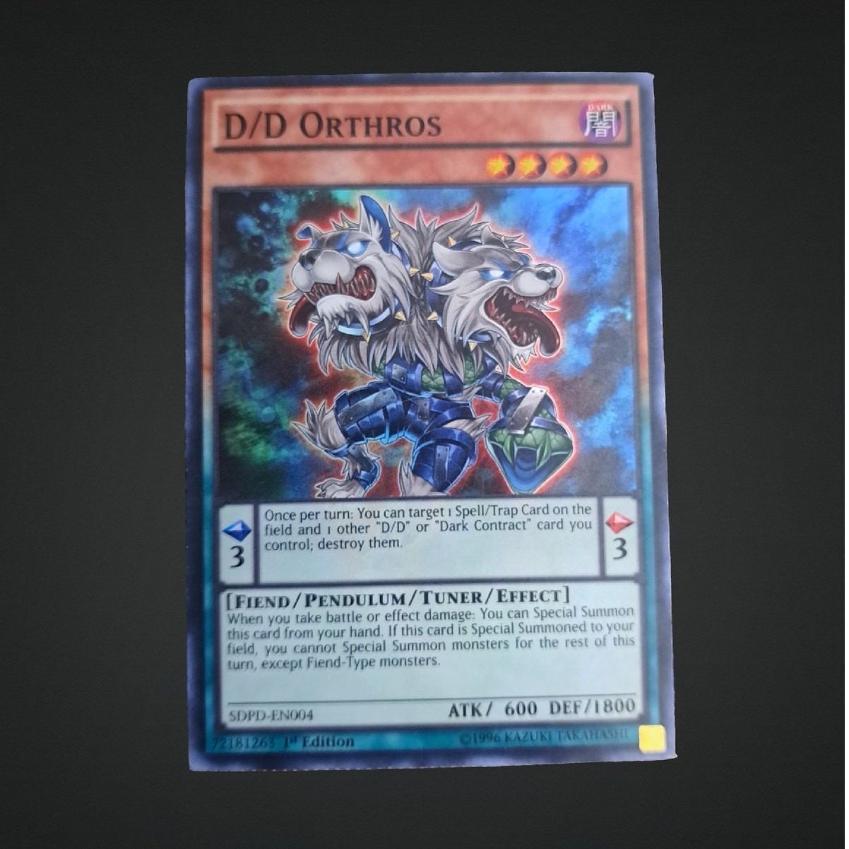 1996 Yu-Gi-Oh 1st Edition D/D Orthros SDPD-EN004 Super Rare Card