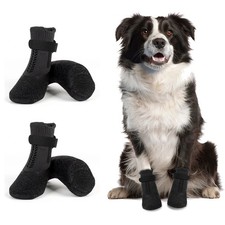 4PCS Puppy Pet Dog Boots Anti-slip Paw Protect Rain Socks Shoes Waterproof Black