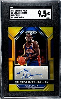 JOE DUMARS - 2022 Prizm Signatures Gold Auto SGC 9.5 - 04/10 - JERSEY NUMBER!