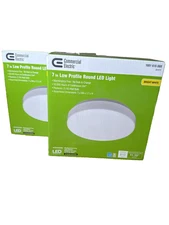 Two 7in Low Profile Round LED Light 60 Watt Bulb -bright White