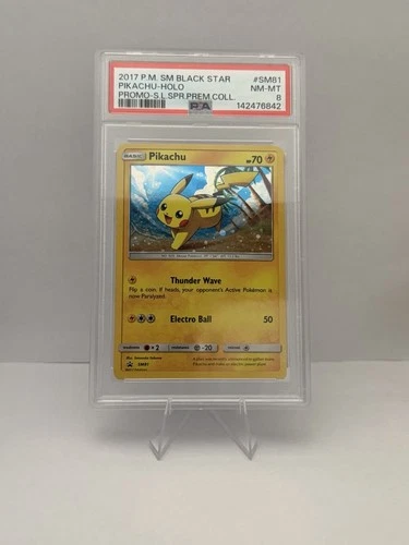 2017 P.M. SM Black Star Pikachu-Holo #SM81 PSA 8