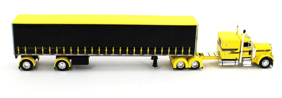 DCP 1:64 *YELLOW & BLACK* Peterbilt 379 63" w/53' Spread-Axle Tautliner Trailer - Image 3 of 4