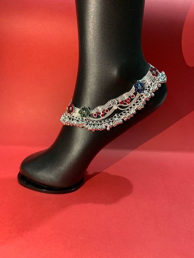 Anklet Silver Plated Ankle Chain Party Women Foot Bracelet Indian Anklets Payal-image