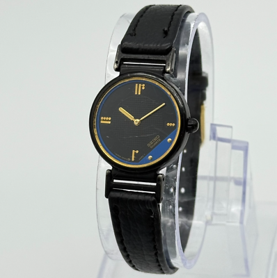 Vintage 1980s Women's SEIKO Rivoli Black/Blue Watch, 24mm, Leather