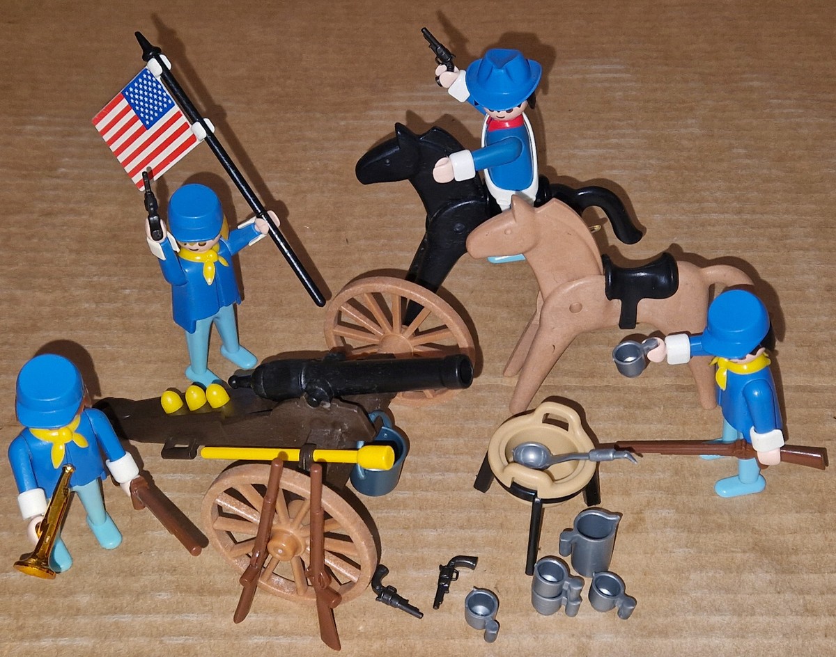 Vintage 80's Playmobil 3485 Western U.S. CAVALRY & CANNON