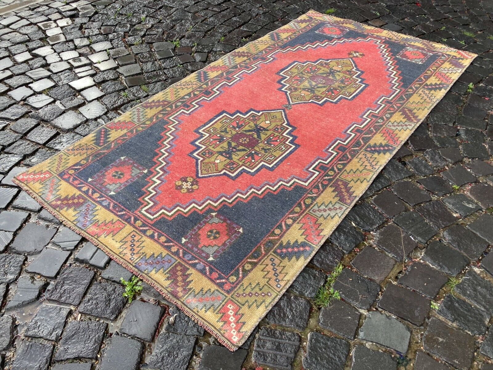 Wool rug, Turkish rug, Vintage rug, Handmade rug, Area, Carpet | 3,4 x 6,7 ft 