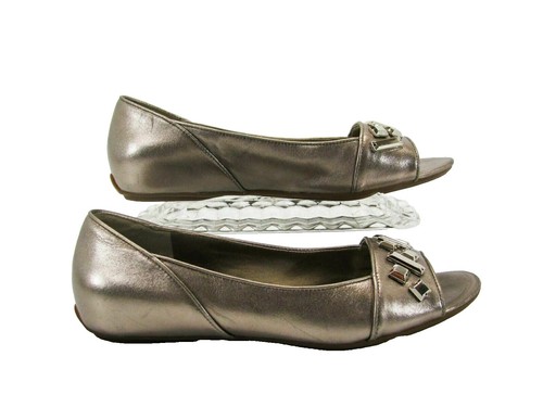 COLE HAAN YARA SOFT BALLET Flats Shoes Soft Gold Leather Bow