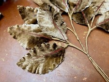 vintage 1940s velvet tri leaves hand wrapped brown beige 1 spray Germany