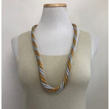Vintage Braided Chunky Chain Necklace 1960s Gold  Silver Tone Metal Rope