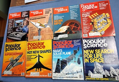 LOT OF 8 POPULAR SCIENCE MAGAZINES 70'S & 80'S VG CONDITION