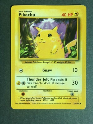 Pikachu Yellow Cheeks 58/102 - Base Set - Pokemon Card - Near Mint