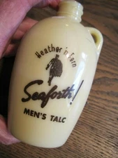 VTG HEATHER'N FERN Seaforth! Mens Talc ALFRED MCKELVY NEW YORK -CUSTARD GLASS