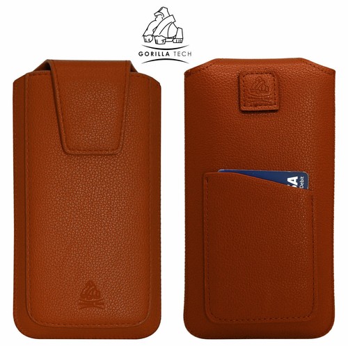 Leather Pull-Up Pouch With Card Slot For iPhone 15 Pro, 15, 14, 13, 12/12 Pro - Picture 9 of 32