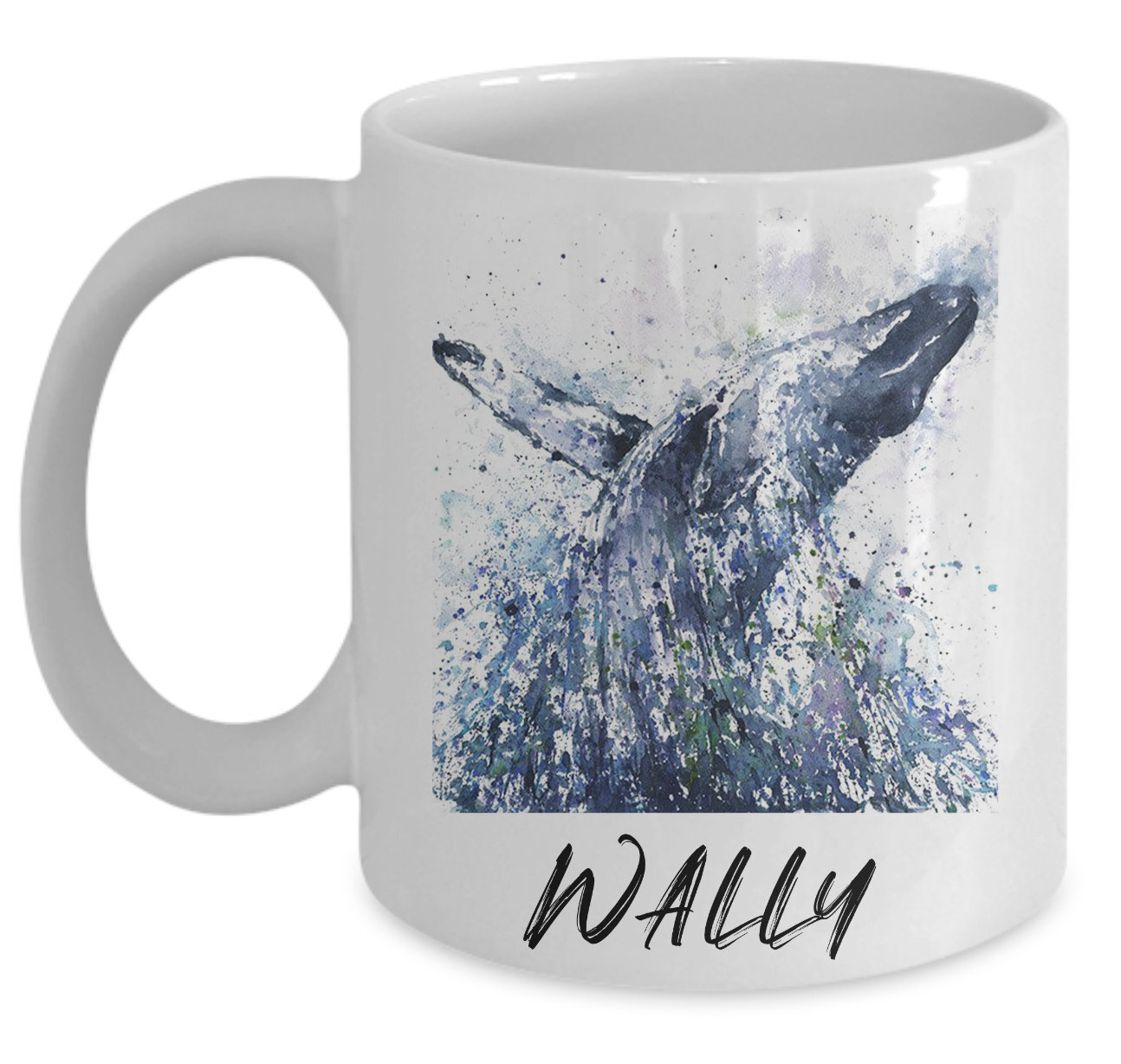 Whale Mug Personalized Whale Gift Watercolor Whale Print Custom Name Mug Whale