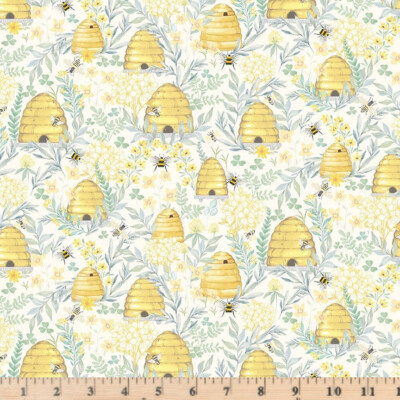 Home Sweet Home Bee Hive Grove Fabric CD3043 CREAM  By Half Yard Continuous Cuts