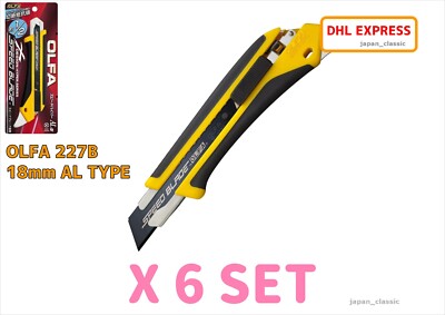 OLFA 227B SPEED HYPER AL TYPE AUTO-LOCKING WITH CLIP 18mm LARGE BLADE SERIES X 6