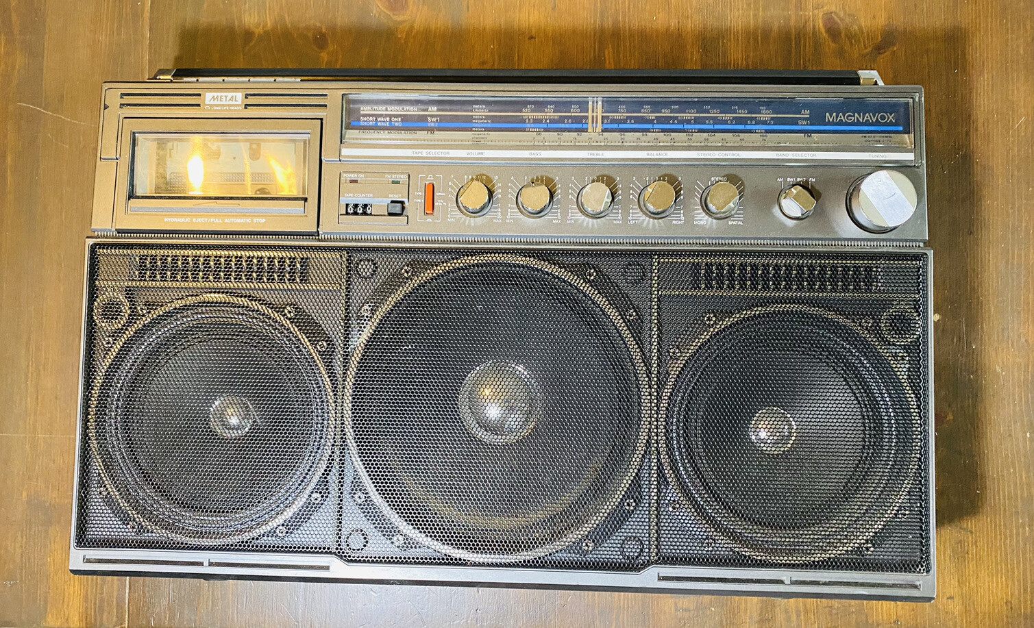 Vintage Magnavox D8443 Power Player Boombox Ghettoblaster 4 Band Stereo Cassette