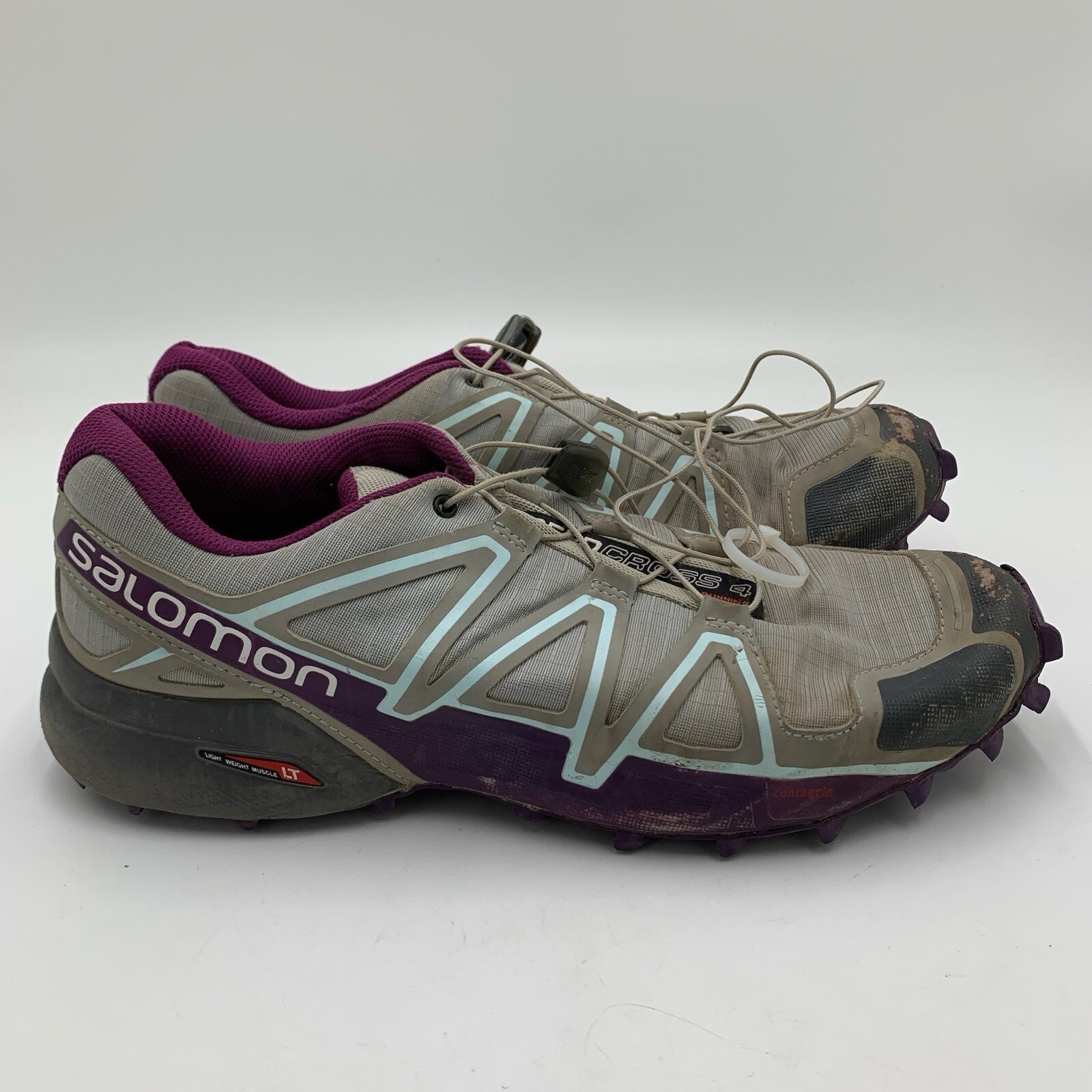 2016 scarpe da donna Salomon Speedcross 4 taglia 10 cava Acai Fair Aqua Trail Escursionismo