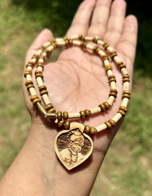 18'' Carved Hanuman Hanumana Pendant Kanthi Mala, Necklace, Yoga Prayer