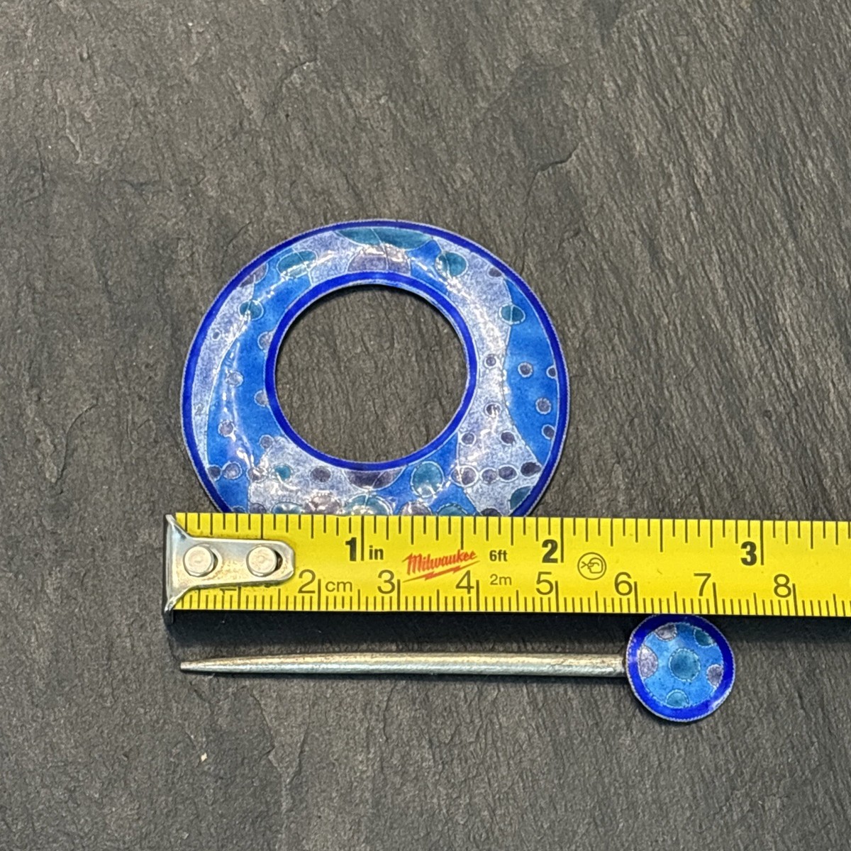 Gita Maria Artisan Glass Enamel On Silver Hair Pin Set Handmade Square Design Gita Maria Sterling Silver Glass Enamel Scarf Hair Pin Hj | eBay main image 2