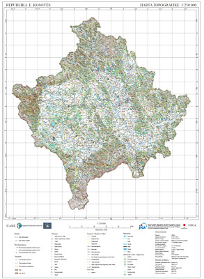 Official Topographic Map of Kosovo - Kosova - Kosoves  1:250,000 - 2021